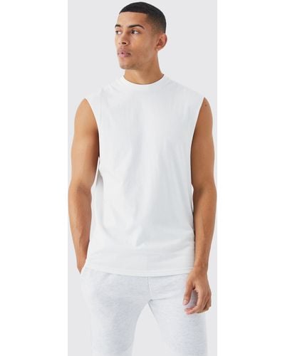 BoohooMAN Basic vesttop mit weiten Armlöchern - Weiß
