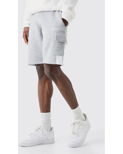 Boohoo Gusset Colour Block Pixel Camo Slim Mid Length Shorts - White