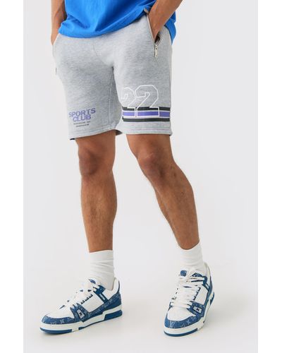 BoohooMAN Regular Fit Varsity Jersey Shorts - Natural