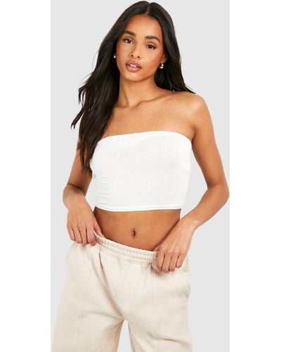 Boohoo Tall Basic Jersey Knit Tube Top - White