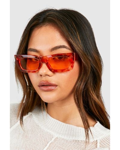 Boohoo Orange Square Frame Sunglasses - Naranja