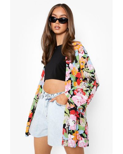 Boohoo Kimono De Flores - Blanco