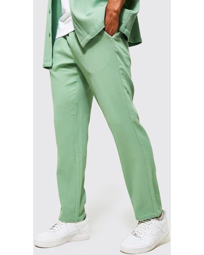BoohooMAN Slim Pleated Trouser - Green