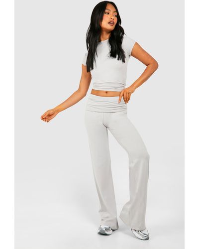 Boohoo Premium Super Soft Fold Over Waistband Legigngs - White