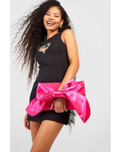 Boohoo Oversized Bow Clutch Bag - Pink