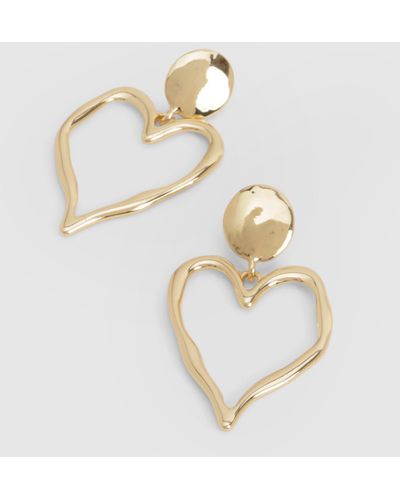 Boohoo Gold Abstract Heart Earrings - Metálico