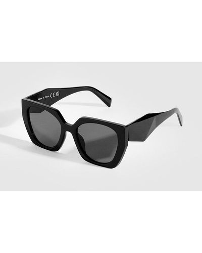 Boohoo Gafas De Sol Oversize Angulares Negras - Negro