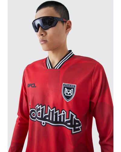 BoohooMAN Worldwide Long Sleeve Football Shirt - Red