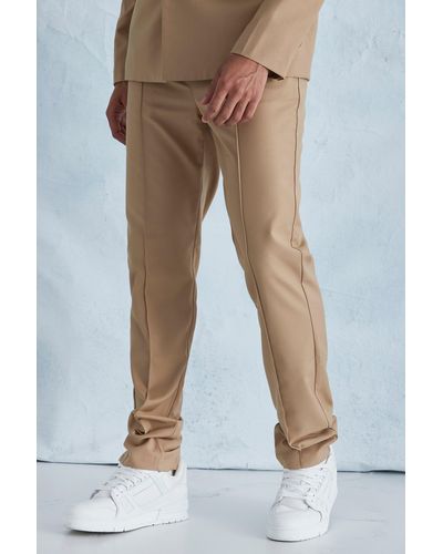 Boohoo Straight Leg Zip Pocket Trouser - Natural
