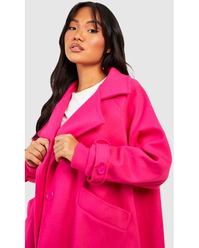 Boohoo Petite Premium Wool Look Oversized Coat - Pink