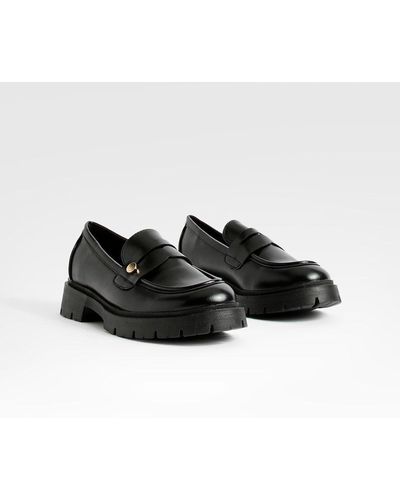 Boohoo Chunky Hardware Detail Loafers - Black