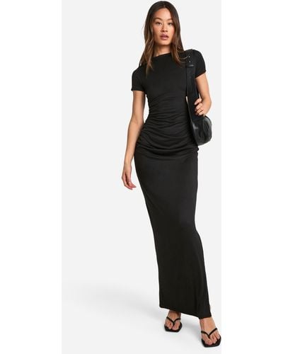 Boohoo Tall Super Soft Jersey Ruched Split T-shirt Dress - Black