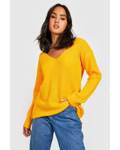 Boohoo V Neck Sweater - Orange