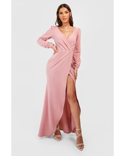 Boohoo Off The Shoulder Wrap Maxi Dress - Pink