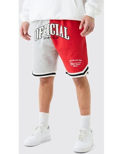 BoohooMAN Official Spliced Basketball Jersey Shorts - Red