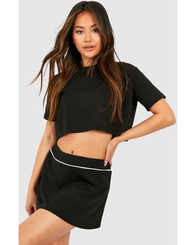Boohoo Black Contrast Binding Mini Tennis Skirt