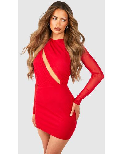 red-mesh-cut-out-dresses-for-women-up-to-75-off-lyst