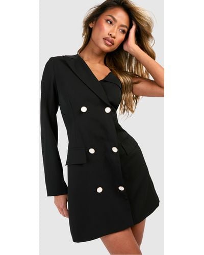Boohoo One Shoulder Blazer Dress - Black