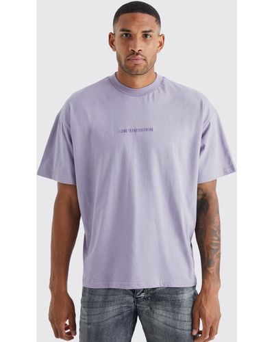 BoohooMAN Tall Oversized Heavyweight Extended Neck T-shirt - Purple