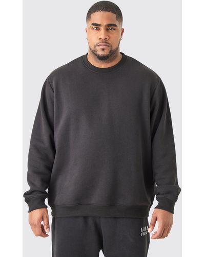 BoohooMAN Plus Basic Sweatshirt In Black - Grau