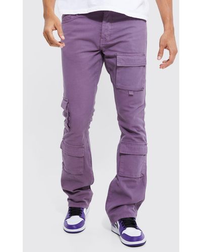 BoohooMAN Skinny Cargo-Hose - Lila