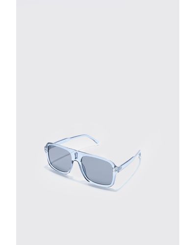 BoohooMAN Plastic Retro Sunglasses - Blau