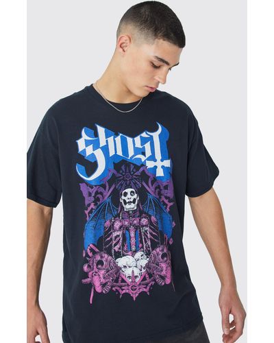 BoohooMAN Oversized Ghost Band License T-shirt - Blue