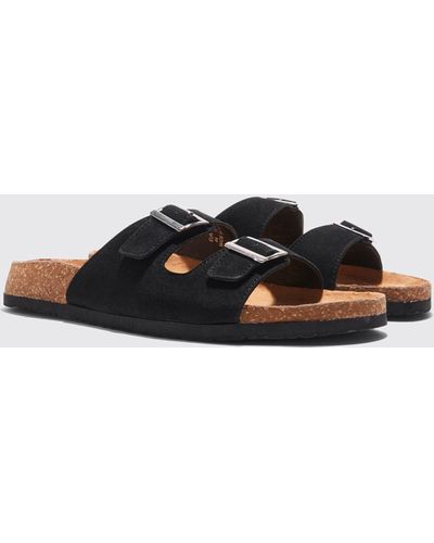 BoohooMAN Faux Suede Buckle Sandal - Black