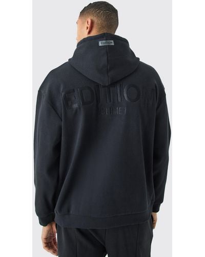 BoohooMAN Edition Oversized Heavyweight Ribbed Hoodie - Blue
