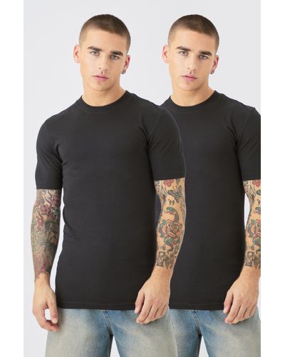 BoohooMAN 2 Pack Muscle Fit T-shirt - Black