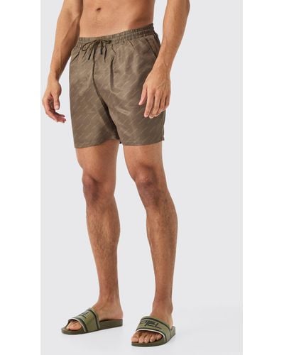 BoohooMAN Mid Length Limited Edition Trunks - Natural