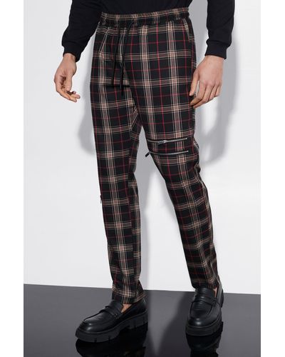 Black Stewart Mens Scottish Premium Polyviscose Tartan Trew Pants