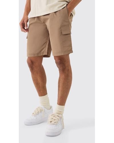 Boohoo Elastic Waist Toggle Cargo Shorts - Neutro