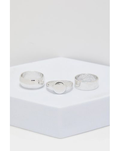 BoohooMAN 3 Pack Rings - White