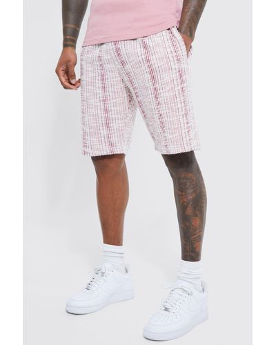 BoohooMAN Slim Fit Mid Length Boucle Short - Pink