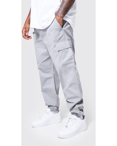 Boohoo Plus Slim Fit Cargo Pants - Grey