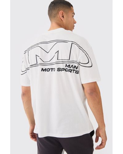 BoohooMAN Oversized Over Seams Moto Sport T-shirt - White