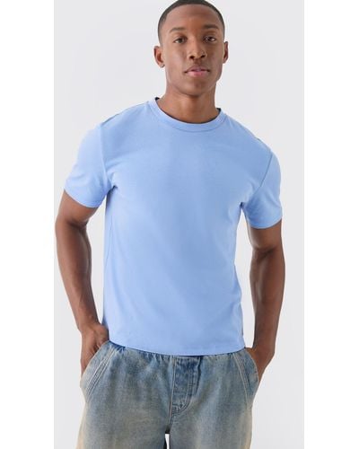 BoohooMAN Core Fit Cropped T-shirt - Blau