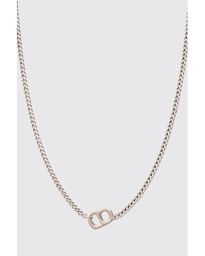 Boohoo Chain Detail Pendant Necklace In Silver - White