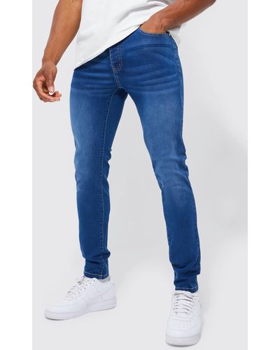 Boohoo Vaqueros Holgados Rotos Con Refuerzos - Azul