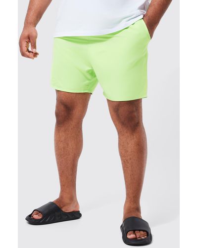 Boohoo Plus Mid Length Plain Swim Shorts - Green