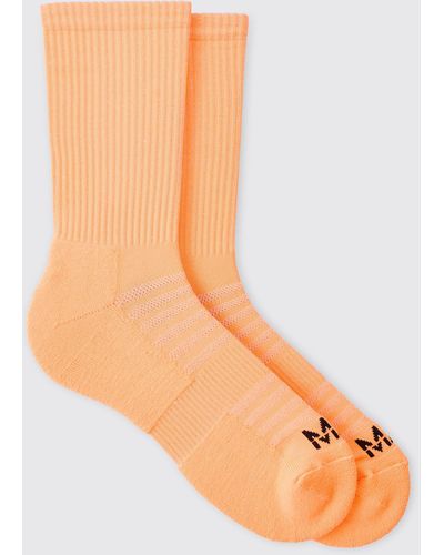 BoohooMAN Man Active Neon Running Crew Socks - Orange