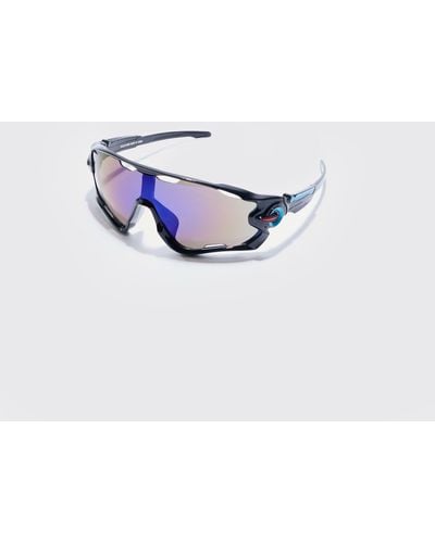 Boohoo Racer Mirror Lens Sunglasses - White