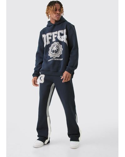 BoohooMAN Tall Homme Official 13 Hooded Gusset Tracksuit In Navy - Blue