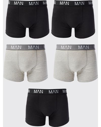 BoohooMAN 5 Pack Man Mixed Color Trunks - Black