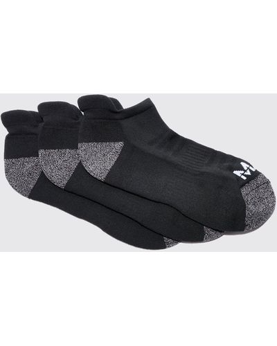 BoohooMAN Active Cushioned Training Trainers 3 Pack Socks - Black