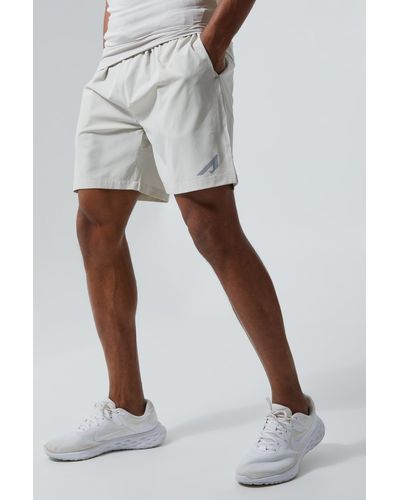 BoohooMAN Active 7 Inch Fast Dry Shorts - White