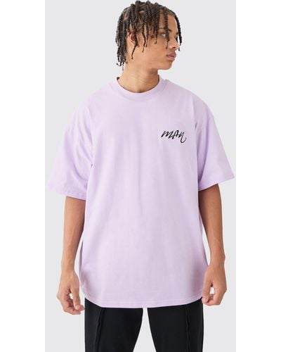 BoohooMAN Oversized Extended Neck Man T-shirt - Purple