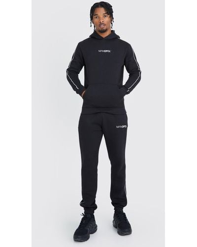 BoohooMAN Muscle Fit Ofcl Hooded Tracksuit - Blue