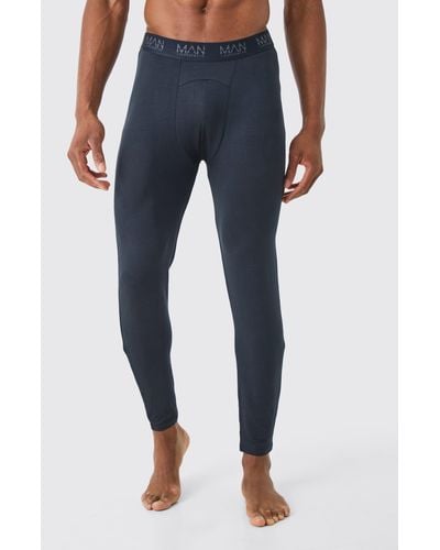 BoohooMAN Premium Modal Mix Relaxed Fit Lounge Bottoms - Blau